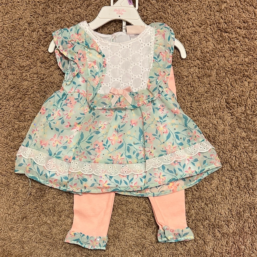 Little Lass Floral and Lace Kids Matching Set